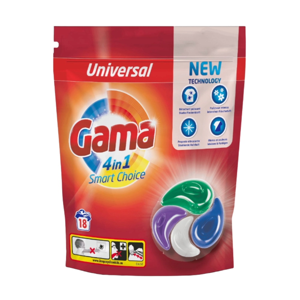 Gama Universal prací kapsle 4 v 1, 18 ks