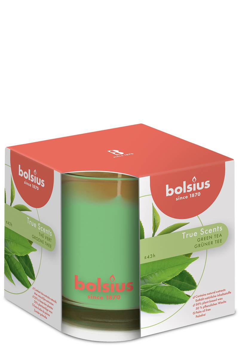 Levně Bispol Bolsius svíčka True Scents Green Tea 95mm