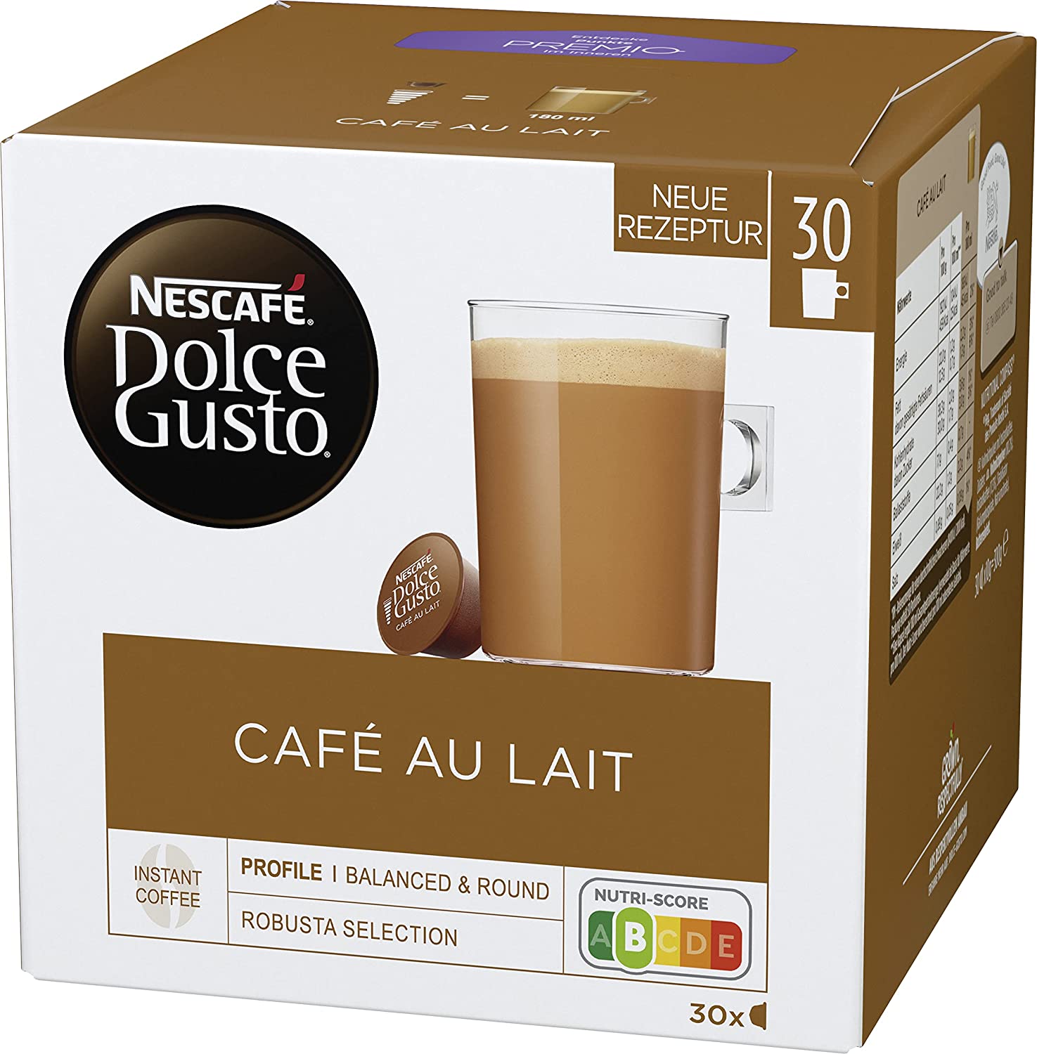 Levně Nescafé Dolce Gusto Café au Lait 30 kapslí