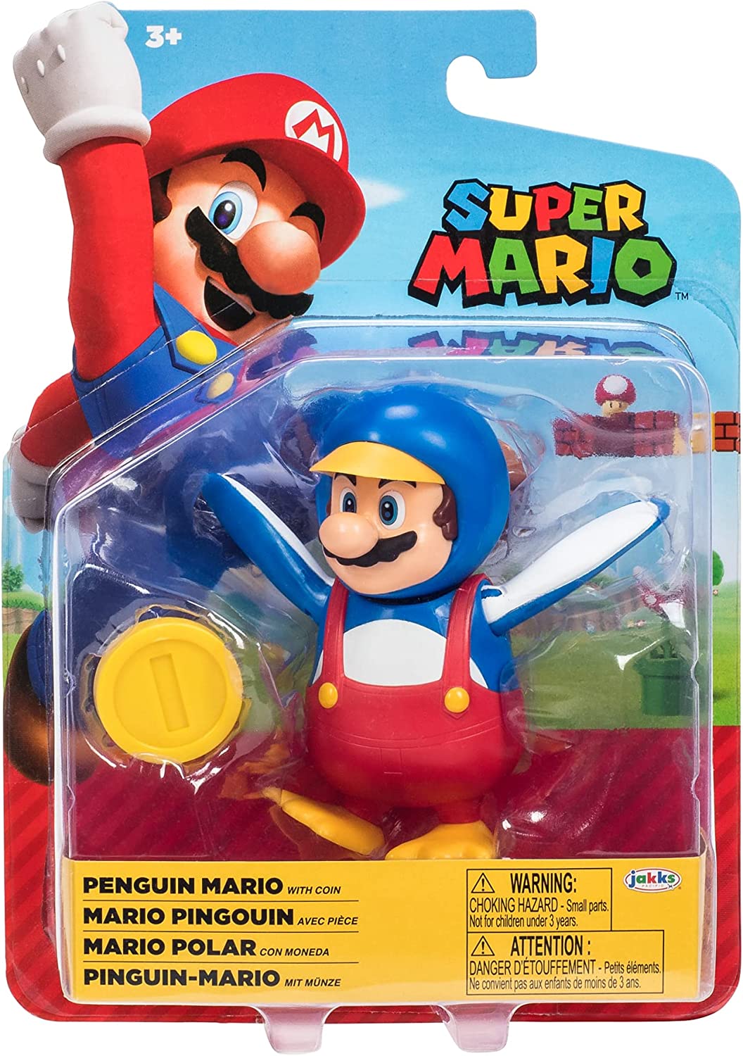 Levně Super Mario Penguin Mario with Coin figurka 10cm