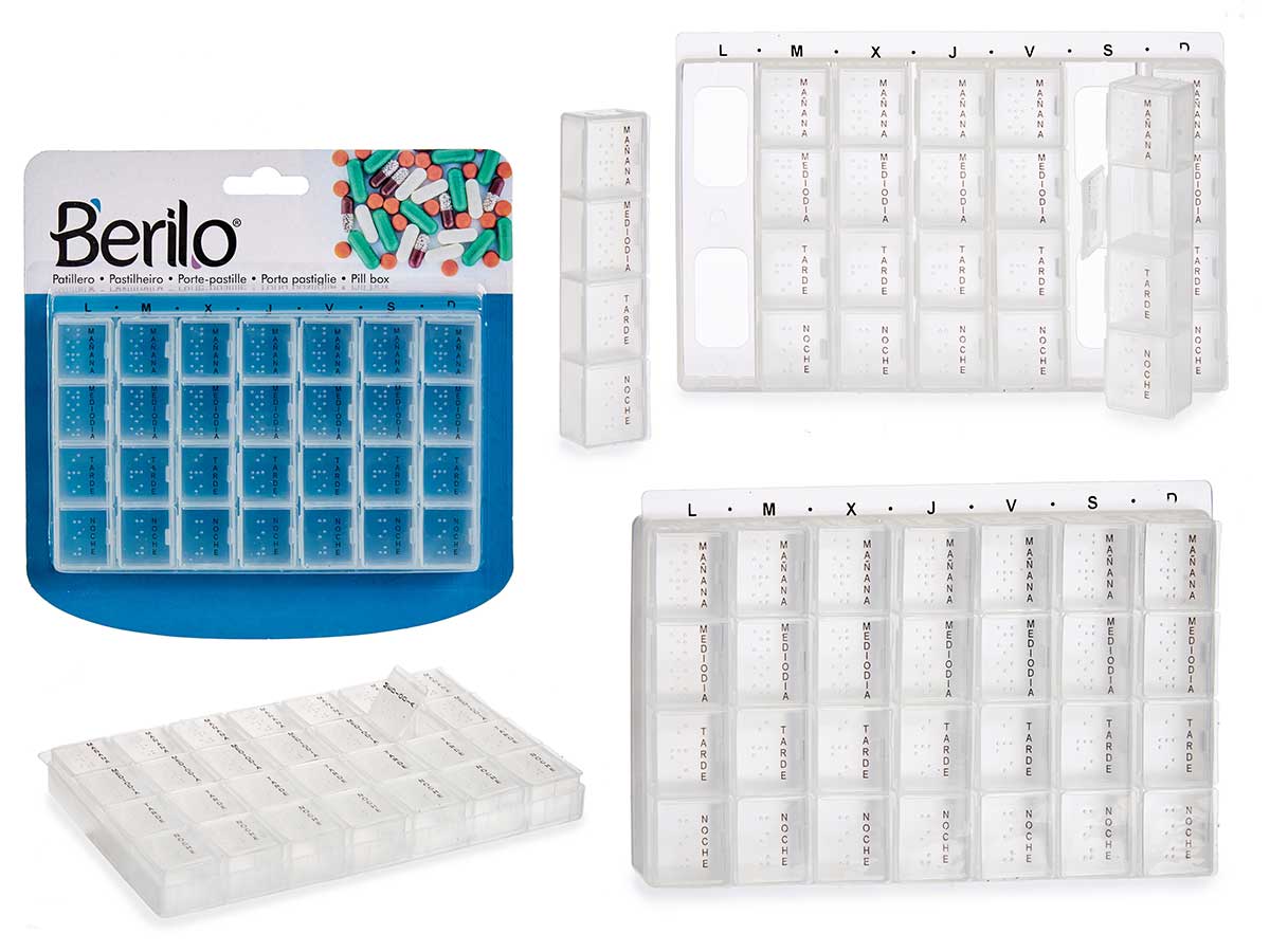 Berilo Plastový dávkovač léků týdenní průhledný