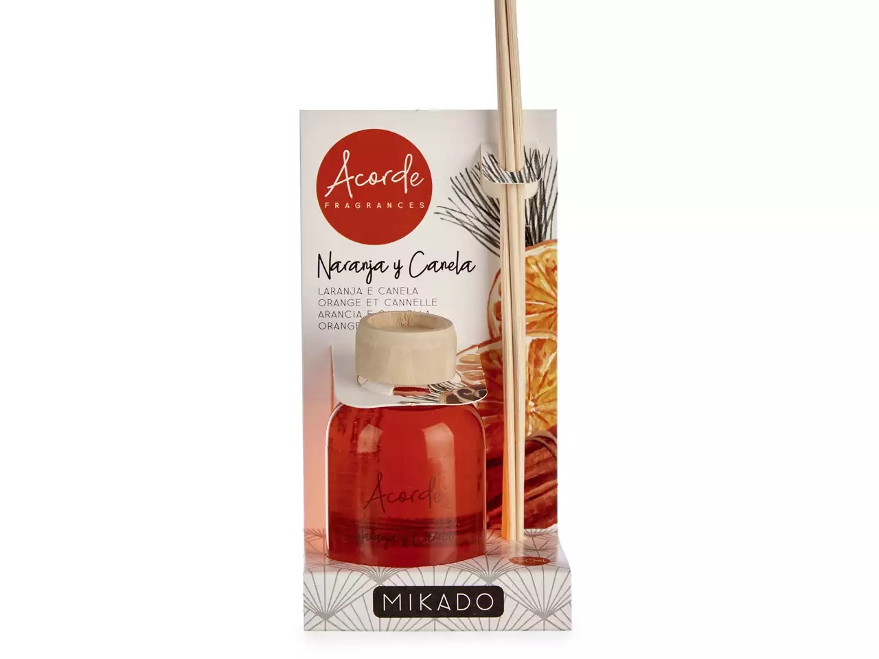Levně Acorde Mikado difuzér s tyčinkami Pomeranč a skořice 50 ml