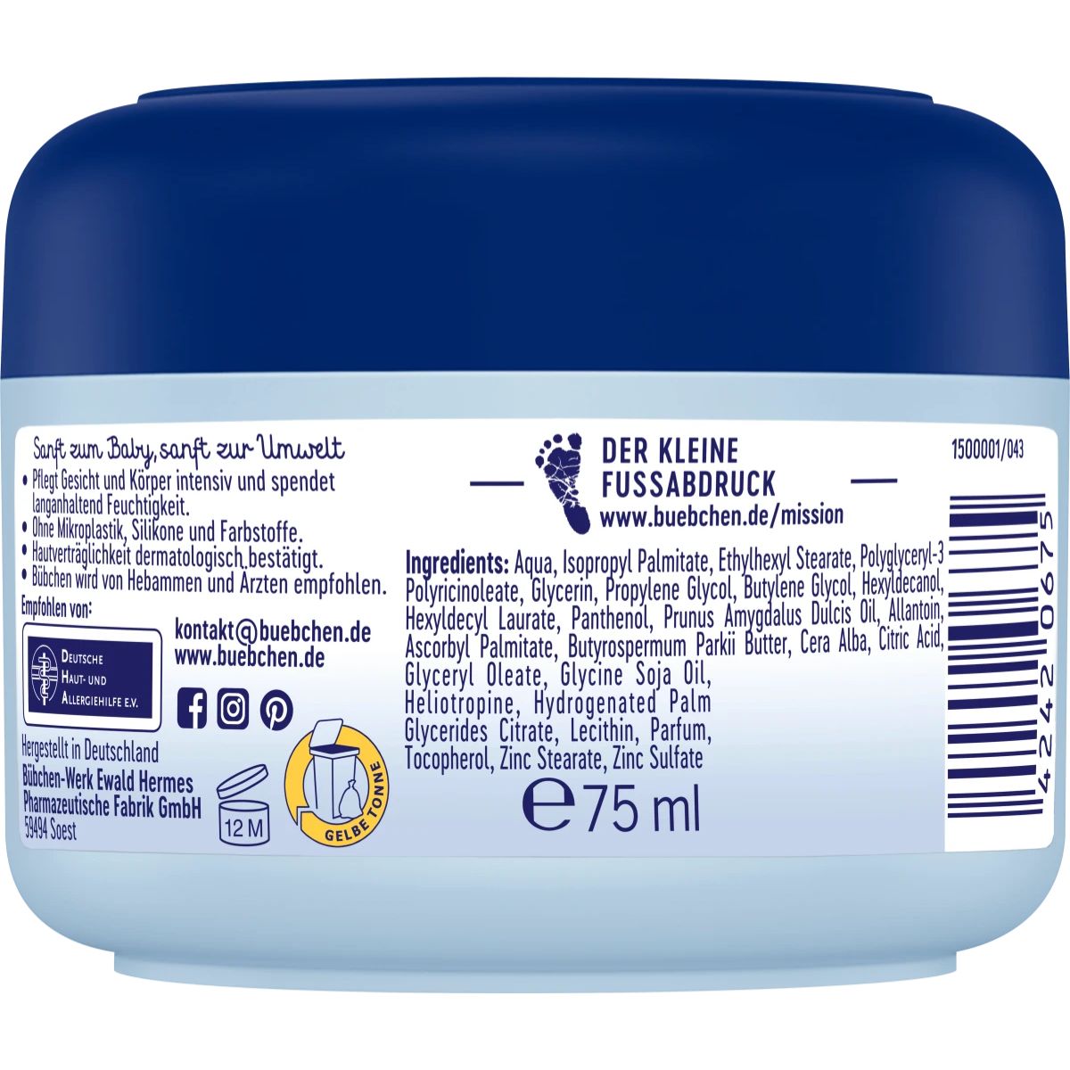 Levně Bübchen tělový krém Sensitiv 75ml