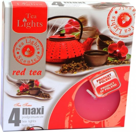 Levně Tea Light Tea Lights svíčka maxi Red Tea 4ks