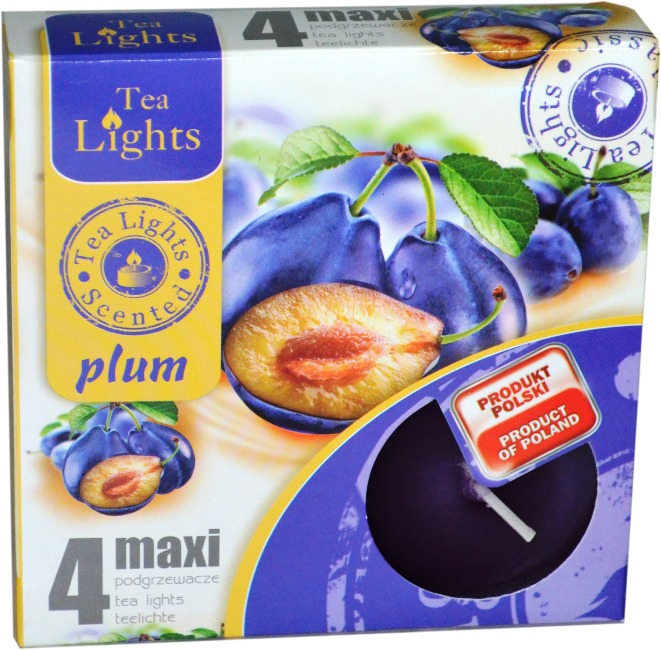 Levně Tea Light Tea Lights svíčka maxi Plum 4ks