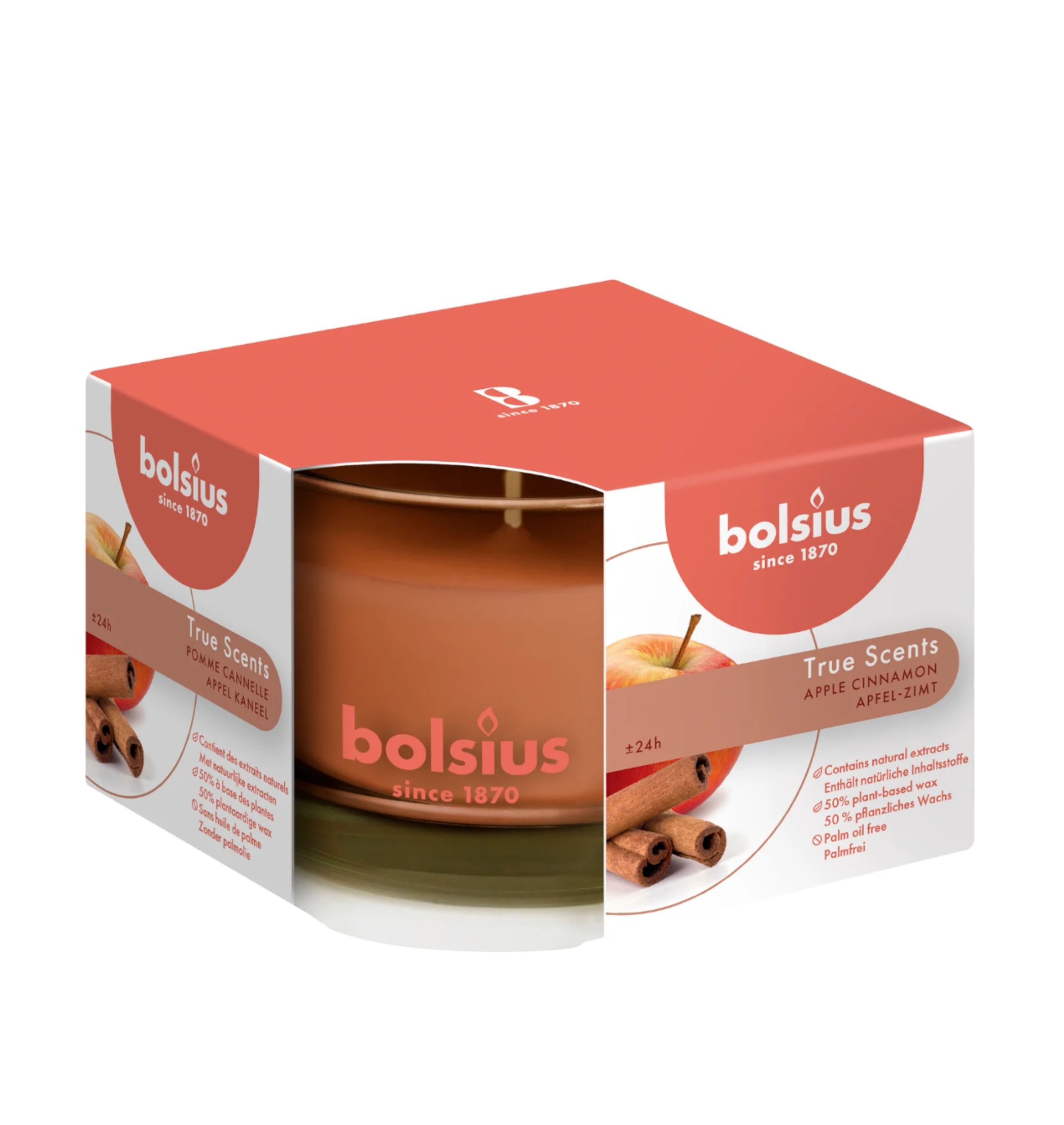 Levně Bolsius True Scents vonná svíčka Appel Cinnamon 63mm