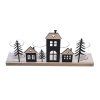 Svícen dřevo/kov advent domeček 37x7x16 cm