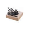Svícen dřevo/kov domeček 8x8x7 cm