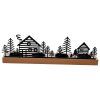 Svícen dřevo/kov advent domeček 30x6x9 cm