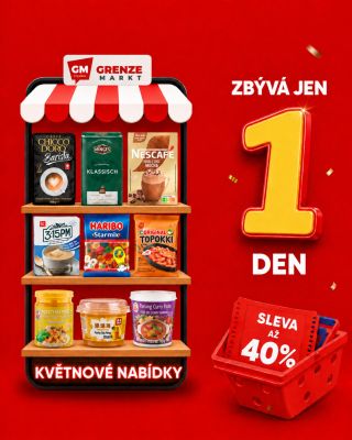 ⏰ UŽ JEN 1 DEN – KVĚTNOVÉ SLEVY BRZY KONČÍ! 🔥 Stihli jste už ulovit své oblíbené nabídky? Už jen 1 den zbývá do konce...