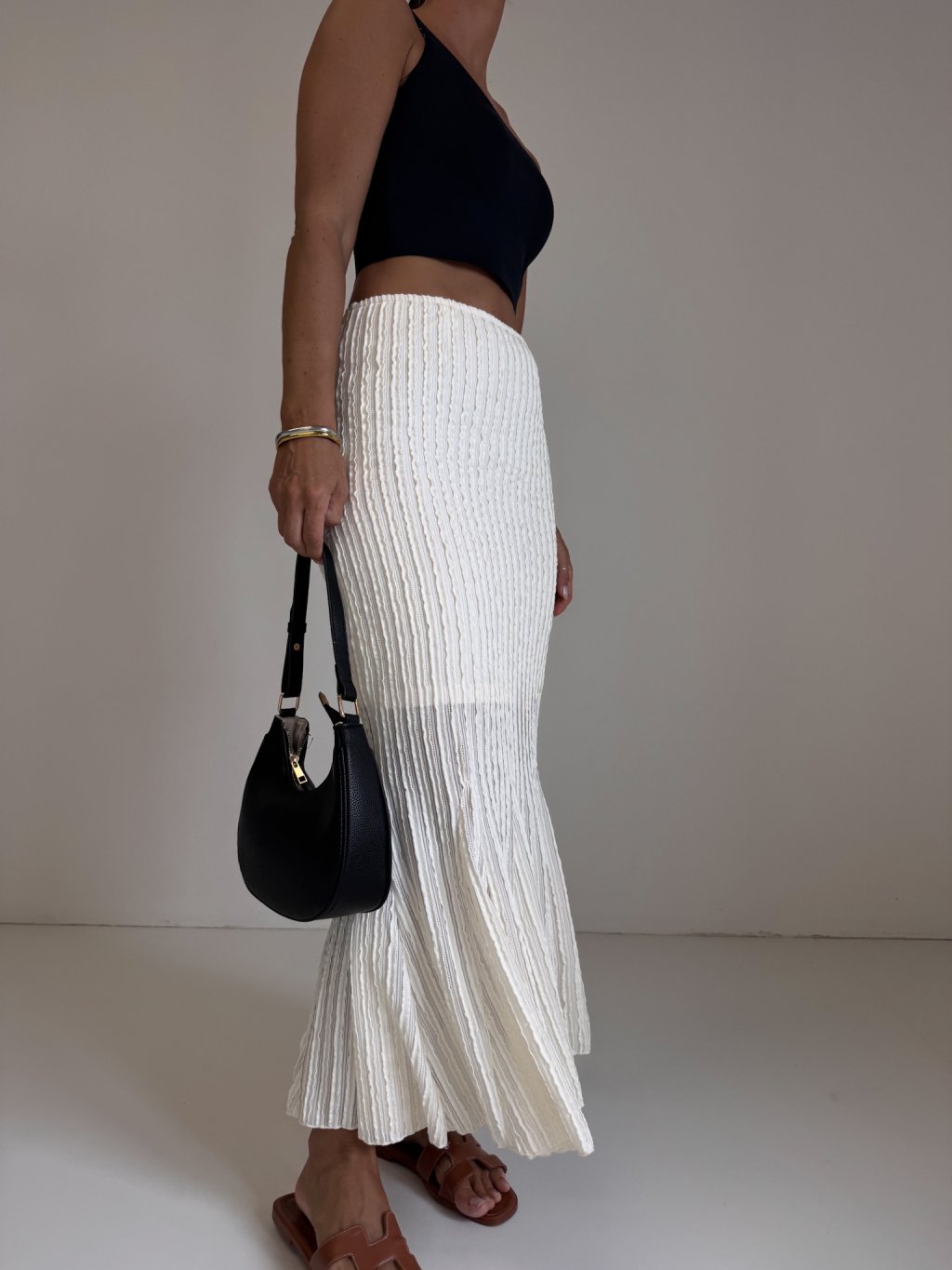 STRUKTUROVANÁ MAXI SUKNĚ cream