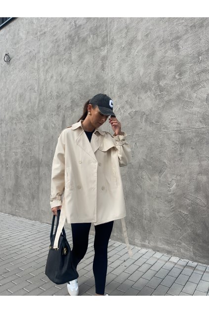 OVERSIZED KRÁTKÝ TRENCH COAT cream