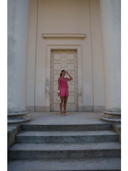 HÁČKOVANÝ KOMPLET ŠORTKY+TOP dark pink