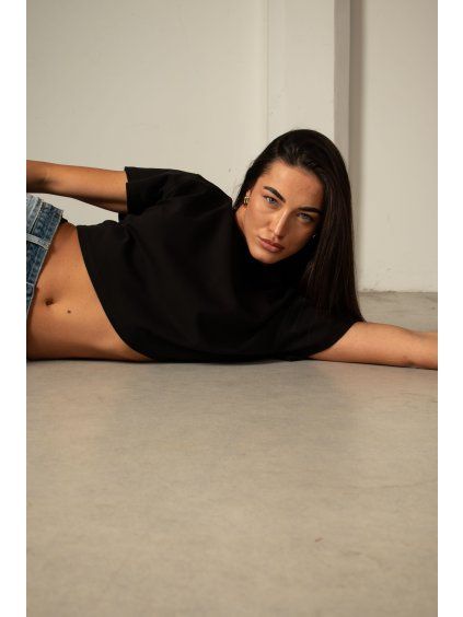 BAVLNĚNÉ TRIČKO heavy cotton - cropped black