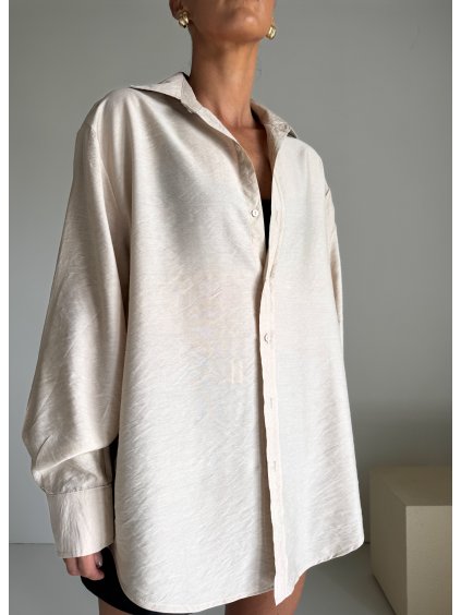 OVERSIZED KOŠILE Z VISKOZY beige