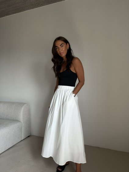 BAVLNĚNÁ KOLOVÁ MIDI SUKNĚ white