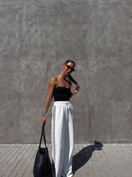 ŠIROKÉ TEPLÁKY S PRUHY white