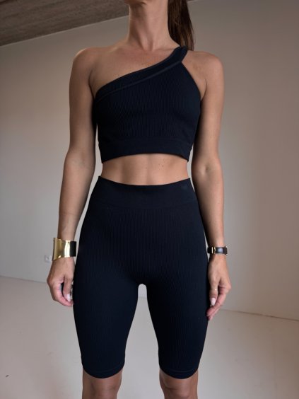 KOMPLET ŠORTKY+ TOP NA JEDNO RAMENO black