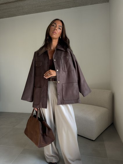 PREMIUM KABÁTEK Z BROUŠENÉ KOŽENKY brown