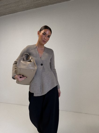 VYPASOVANÝ HOURGLASS CARDIGAN S VYCPÁVKAMI beige