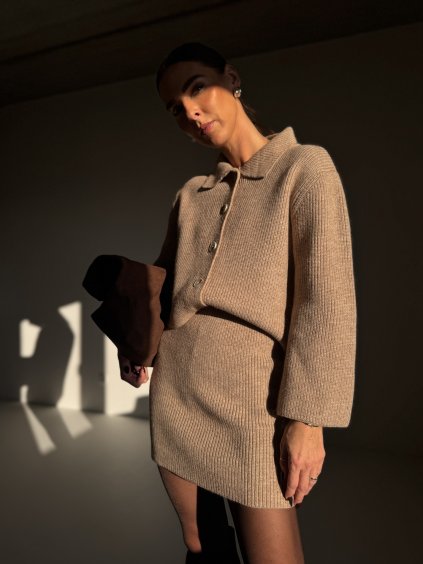 SET CARDIGAN S LÍMEČKEM + SUKNĚ beige