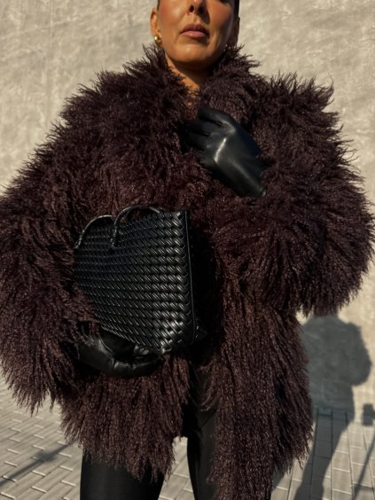 HUŇATÝ PRODLOUŽENÝ KOŽÍŠEK brown