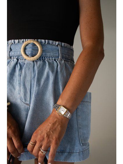 DENIM ŠORTKY S PÁSKEM A VELKÝMI KAPSAMI blue