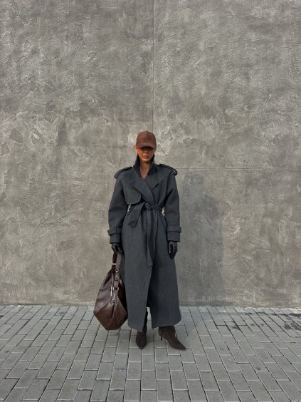 PREMIUM FLAUŠOVÝ KABÁT dark grey