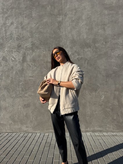 OVERSIZED BOMBER beige