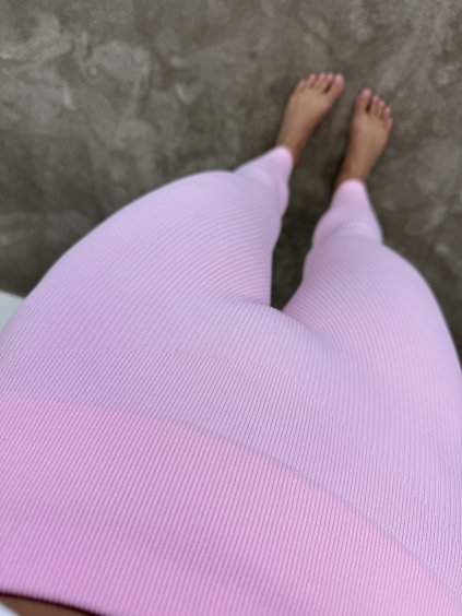 STAHOVACÍ ŽEBROVANÉ HIGH WAIST LEGÍNY light pink