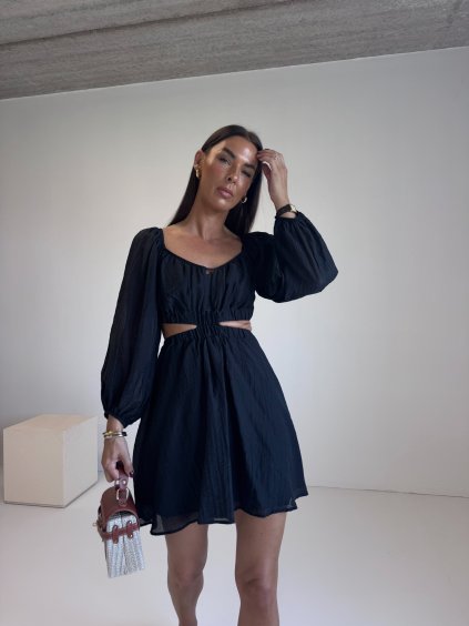 LEHOUČKÉ ŠATY S PRŮSTŘIHY black