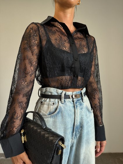 KRAJKOVÁ CROPPED KOŠILE black
