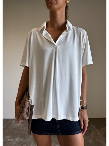 OVERSIZED POLO TRIKO white