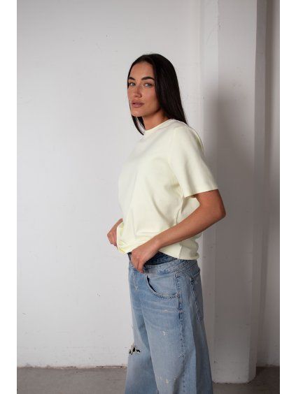 TRIČKO S ELASTANEM heavy cotton - oversized pastel yellow