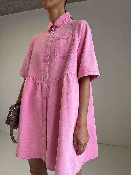 OVERSIZED DENIM ŠATY pink