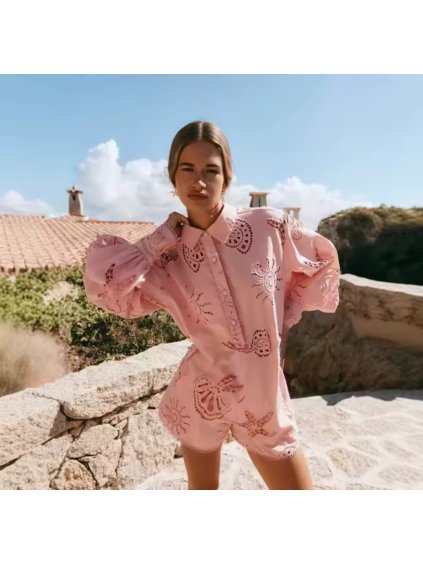 MADEIRA KOMPLET ŠORTKY + KOŠILE salmon