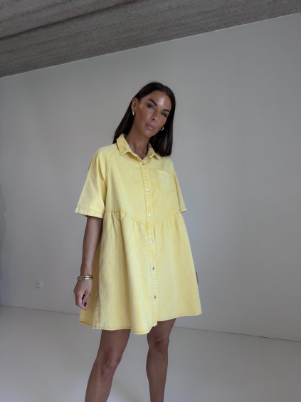 OVERSIZED DENIM ŠATY yellow