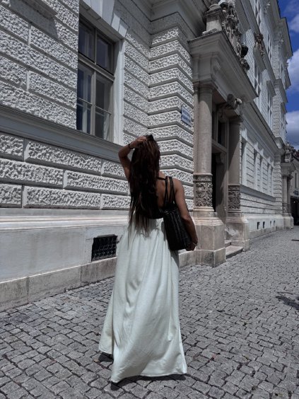 KONTRASTNÍ MAXI ŠATY cream/black