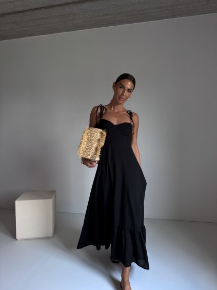 BAVLNĚNÉ MAXI ŠATY black