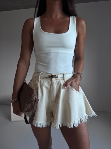 SUKÝNKOVÉ DENIM ŠORTKY beige