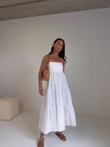BAVLNĚNÉ MAXI ŠATY white