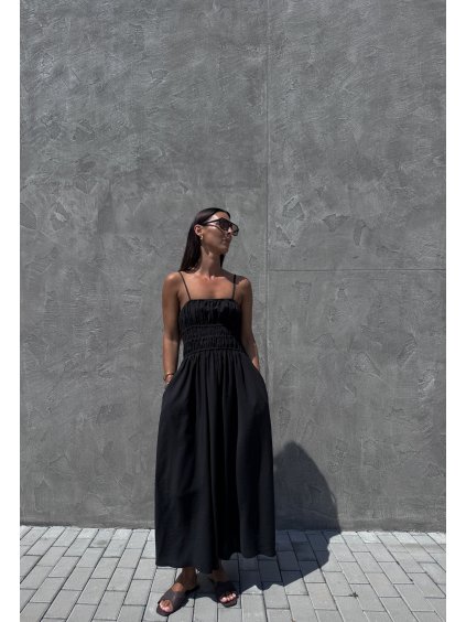 MIDI ŠATY S ŽABIČKOVÁNÍM black