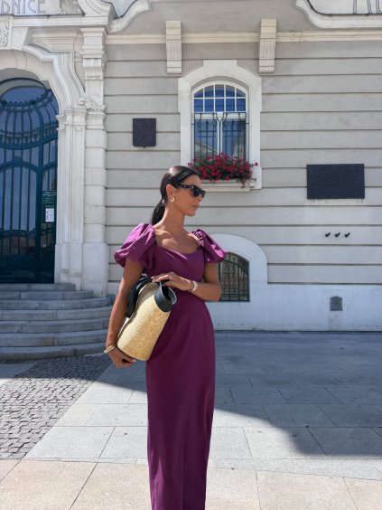 MIDI ŠATY S PODÍLEM LNU purple