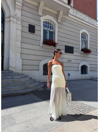 STRETCHOVÉ MAXI ŠATY cream