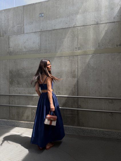 KOMPLET MAXI SUKNĚ + TOP navy