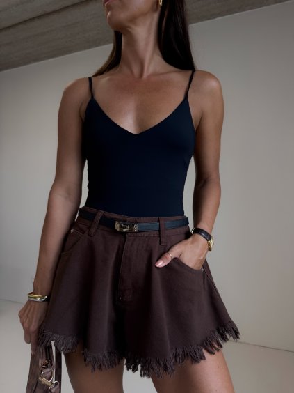 SUKÝNKOVÉ DENIM ŠORTKY brown