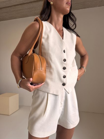 BAVLNĚNÝ KOMPLET VESTA + ŠORTKY cream