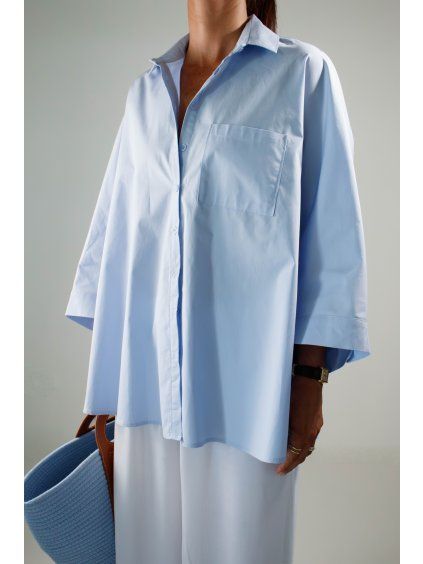 OVERSIZED KOŠILE SE ŠIROKÝM RUKÁVEM light blue