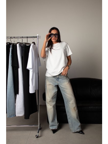 TRIČKO S ELASTANEM heavy cotton - oversized white
