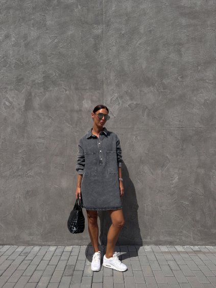 KOŠILOVÉ DENIM ŠATY grey